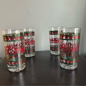 Houze Vintage Festive ‘Seasons Greetings’ 4 piece Highball Tumbler Glass Set